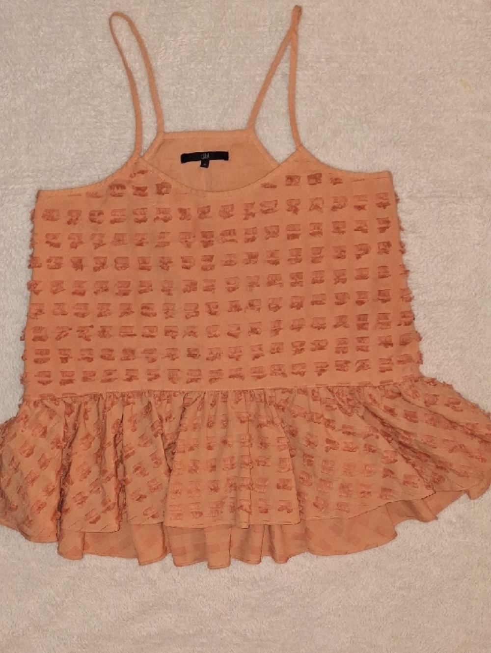Tibi Peach Textured Ruffle Tank - Picture 7 of 9